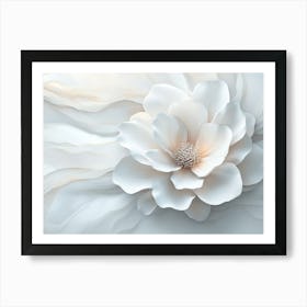 3d Art With Beautiful White Marble Flower Beautiful Abstract Art Print