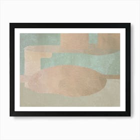 Abstract Gold and Sage Green Mid-century Modern Art Print