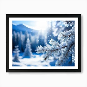 Snowy Pine Tree Art Print