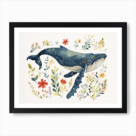 Little Floral Humpback Whale 2 Art Print