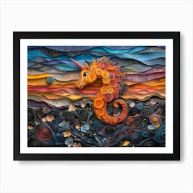 Paper Quilling Sea Horse Art Print