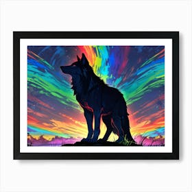 Rainbow Wolf Art Print