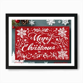 Calligraphic Christmas Greeting Card Featuring Ornate Cursive Script With Hand Drawn Lettering Of (5) Art Print