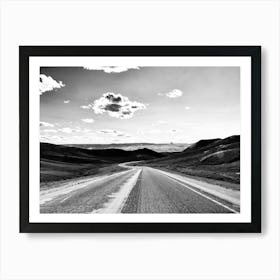 Black and White Open Road and Mountains Art Print