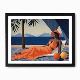 Woman In An Orange Hat Art Print