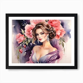 Woman With Roses 2 Art Print