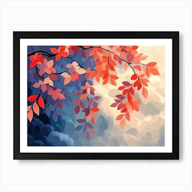 Elegant Colorful with Vibrant Flower Hanging Branches 1 Art Print