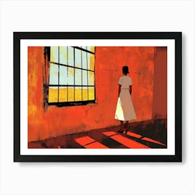 Woman Looking Out Window Art Print