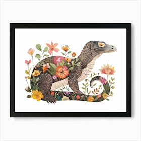 Little Floral Komodo Dragon 1 Art Print