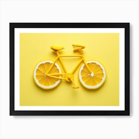 Lemon Bicycle On Yellow Background Art Print