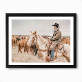 Cowboy On Horse Art Print