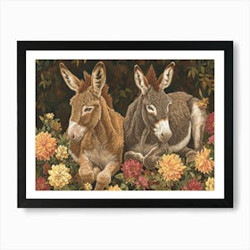 Floral Animal Illustration Donkey 3 Art Print