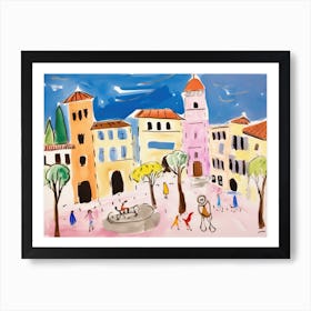 Prato Italy Cute Watercolour Illustration 4 Art Print