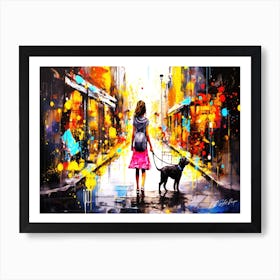A Girl And Her Dog - Girls Best Friend Art Print