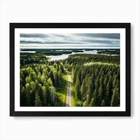 An Aerial View Capturing The Blinding Beauty Of A Life Filled Forest In Sweden Sprawling Spruce And (5) Art Print