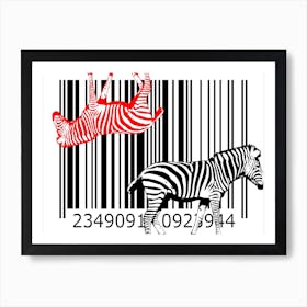 Funny Barcode Animals Art Illustration In Painting Style 147 Art Print