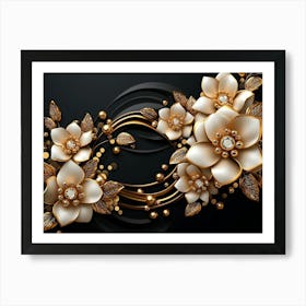 Gold Flowers 45 Art Print