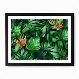 Tropical Leaves Seamless Pattern Art Print