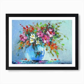bouquet of summer flowers in a vase Art Print