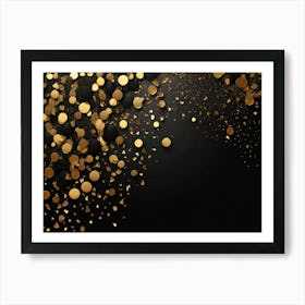 Gold Confetti On Black Background 1 Art Print