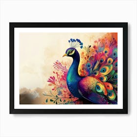 3D Colorful Peacock Poster