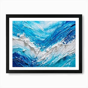 Abstract Turbulent Ocean Surface Turquoise And Blue Hues Dominating Intermingled With White Foam A (5) Art Print