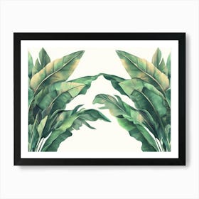 Tropical Seamless Border with Beautiful Palm, Banana Leaves 1 Art Print