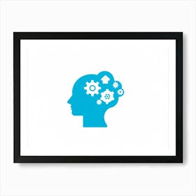 An Abstract Vector Icon Of A Silhouette Head Filled With An Intricate Brain Resembling A Gear Mecha (1) Art Print