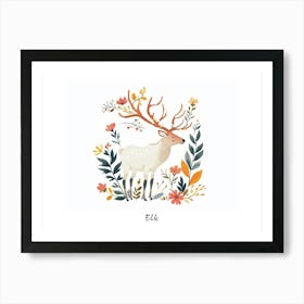 Little Floral Elk 3 Poster Art Print