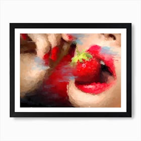 Strawberry and red Lips Painting Art Print