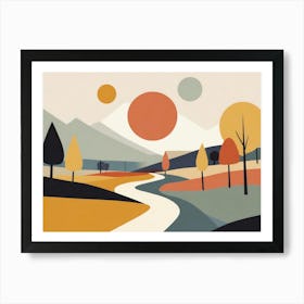 Landscape -Abstract Mountains and Forest Art Print