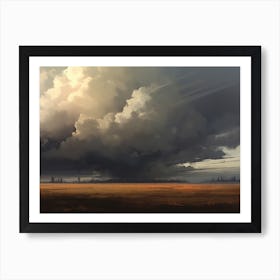 Storm Clouds Over Field Vintage Art Print