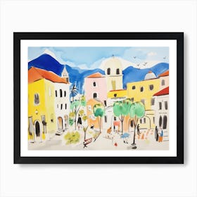 Bolzano Italy Cute Watercolour Illustration 2 Art Print