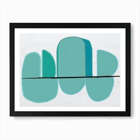 Teal Green Aqua Abstract Mid-century Modern Art Print