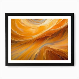 A Swirling, Abstract Composition Of Golden And Grey Paint, Creating A Fluid, Organic Texture, Resembling A Celestial Vortex Or A Natural Landscape Art Print