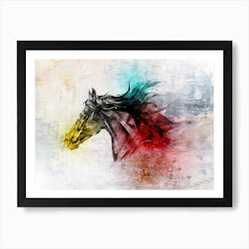 Horse Art Illustration In A Photomontage Style 01 Art Print