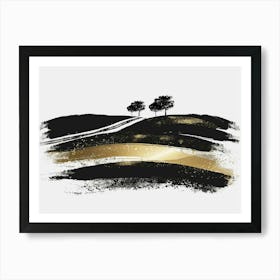 Black And Gold Landscape Art Print