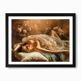 Sexy naked woman in bed. Nude Art Print #6 Art Print