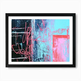 Abstract Painting Pink, Blue and Black 1 Art Print