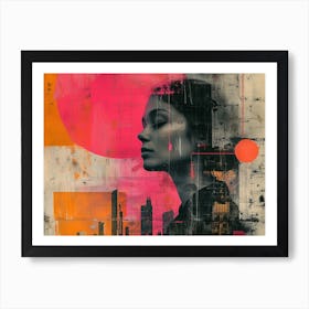 Analog Fusion: A Tapestry of Mixed Media Masterpieces Cityscape' Art Print