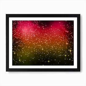 Yellow Green, Red Violet Shining Star Background Art Print