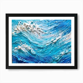 Abstract Turbulent Ocean Surface Turquoise And Blue Hues Dominating Intermingled With White Foam A Art Print