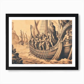 Vikings On A Ship AI vintage art 4 Art Print