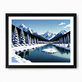 A Glacial Embrace: Winter Landscape 1 Art Print