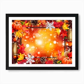 Autumn Leaves Radiate Vibrant Red Orange And Yellow Hues Clustered Together Embraced By A Decora (6) Art Print