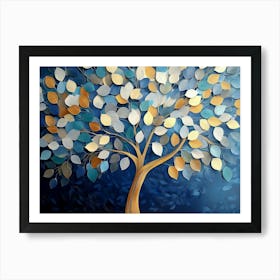 Colorful Tree With Leaves On Hanging Branches Illustration Art Print