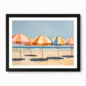 Beach Umbrellas, Beach, Pastel Colors,Preppy Aesthetic , Summer, Trendy Art Print