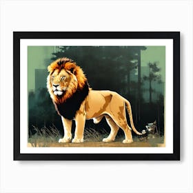 Lion In The Forest Art Print