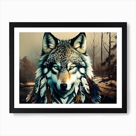 Wolf With Feathers 11 Art Print