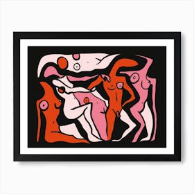 Psychedelic Nudes 3 Red Art Print